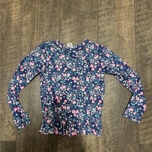 Ruffle Butts Floral Long Sleeve swim Top rash guard - Navy and Pink